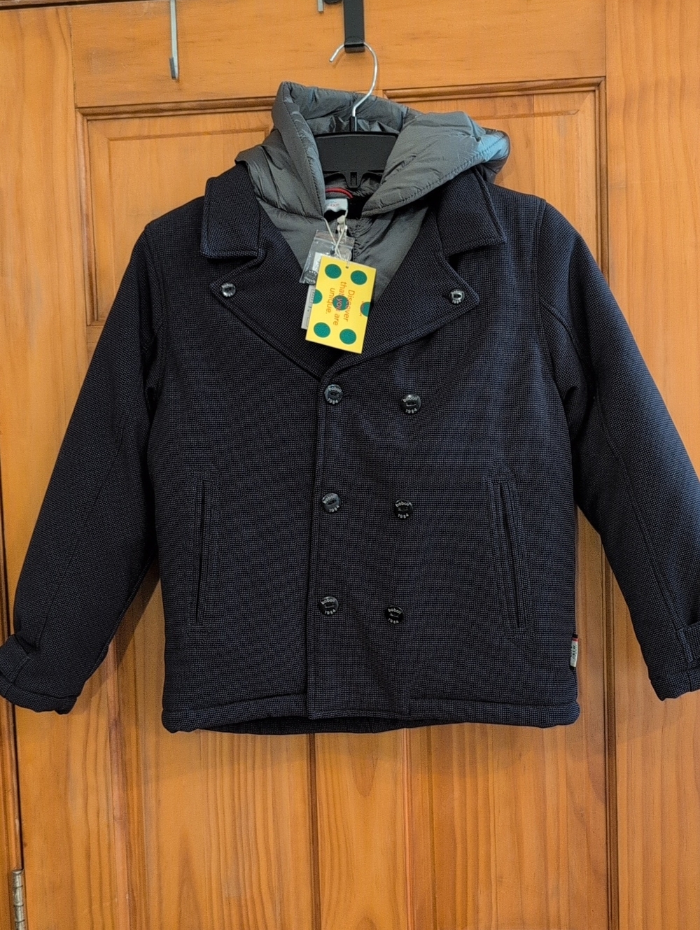 Boboli Kids Double-Breasted Jacket with Puffer Hood